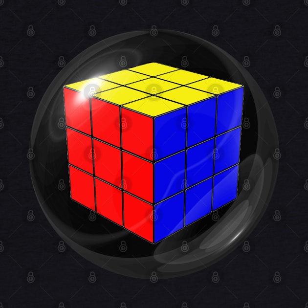 Rubik's Cube in a Dark Glass Ball by The Black Panther